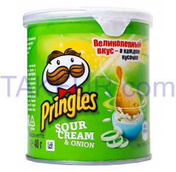 Чипсы Pringles картофельные вкус сметаны и лука 40г - Фото