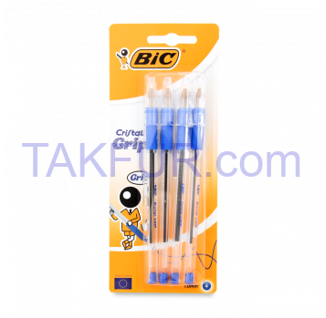 Ручка BIC синяя Кристалл Грип 1.0мм 4шт/уп - Фото