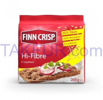Хлебцы Finn Crisp Hi-Fibre ржаные с отрубями 200г - Фото