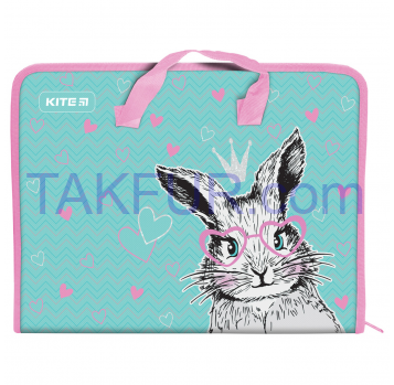 Папка-портфель на молнии, 1 отделение, A4, Kite, Cute Bunny - Фото