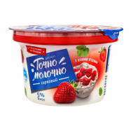 Десерт творожный Точно Молочно с джемом Клубника 5% 180г - Фото