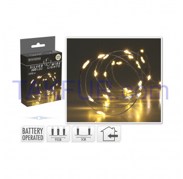 Гірлянда внутрішня 100 світлодіодних лампочок теплий білий колір 505 см - Фото