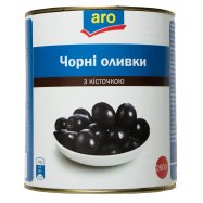 Оливки Aro черные с косточкой 2800г