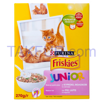 Корм д/котят Purina Friskies Junior курица молоко/овощи 270г - Фото