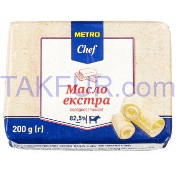 Масло Metro Chef Экстра сладкосливочное 82,5% 200г - Фото