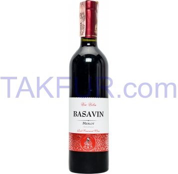 Вино Basavin Мерло полусладкое красное 12% 0,75л - Фото