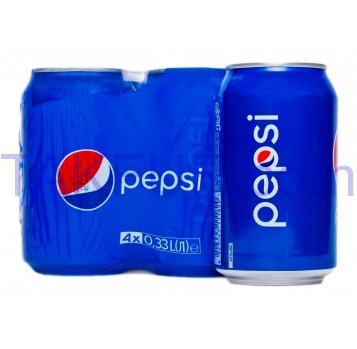 Напиток Pepsi безалькогольный сильногазиров 0,33л*4шт 1,32л - Фото