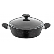 Каструля Papilla алюмінієва з кришкою граніт 24см - Фото