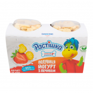Йогурт Растишка Клубника с печеньем 2% 2*123.2г+8.2г - Фото