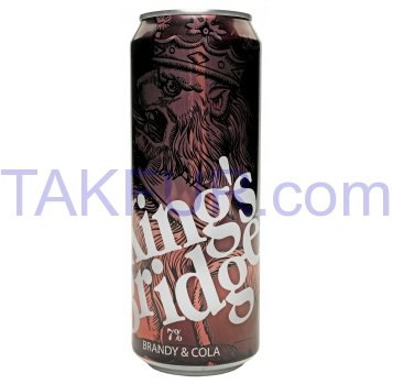 Напиток King`s Bridge Brandy & Cola слабоалког 7% 0,45л ж/б - Фото