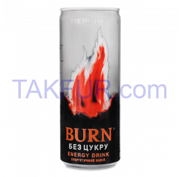 Напиток Burn Персик энергетический безалкогольный 250мл ж/б - Фото