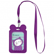 Бейдж на шнурке вертикальный, фиолетовый - Фото