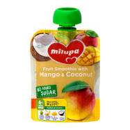 Пюре Milupa Яблоко, банан, манго, кокос фруктовое 80г - Фото