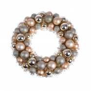 Вінок з ялинковими кулями 39X39X9 см - Фото