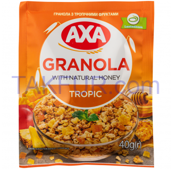 Завтраки сухие Axa Гранола с тропическими фруктами 40г - Фото