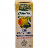 Сок Galicia яблочно-черничный неосветлённый 0.2л - Фото