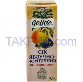 Сок Galicia яблочно-черничный неосветлённый 0.2л - Фото