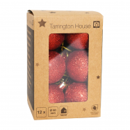 Набір куль Tarrington House глітер червоний 12 пр 50мм - Фото