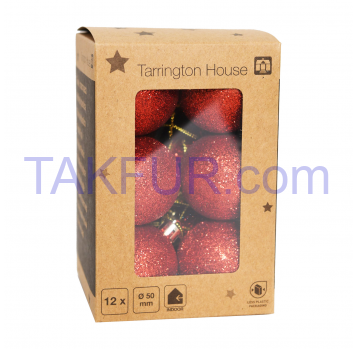 Набір куль Tarrington House глітер червоний 12 пр 50мм - Фото