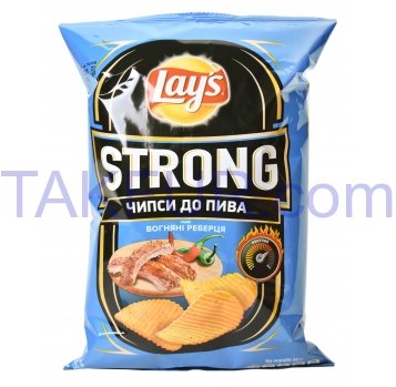 Чипсы Lay`s Strong картоф к пиву вкус огненных ребрышек 120г - Фото