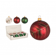 Прикраса новорічна ялинкова у формі кулі 80 мм - Фото