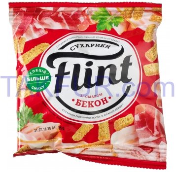 Сухарики Flint со вкусом бекона пшенично-ржаные 35г - Фото