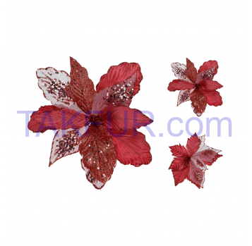Штучна квітка на кліпсі червоний колір 28X5X28 см - Фото