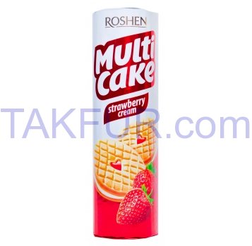 Печенье Roshen Multi Cake с начинкой клубника-крем 195г - Фото