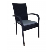 Стул Metro Professional ротанговый черный с подушкой - Фото