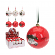 Прикраса новорічна ялинкова у формі кулі 75 мм - Фото