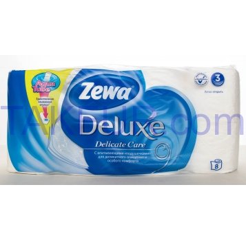 Туалетная бумага Zewa Deluxe Aqua Tube Delicate Care 3с 8шт - Фото