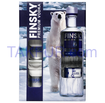Набор Водка Finsky Premium 40% 0,5л + рюмки 2шт - Фото