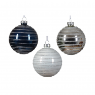 Куля з смугами скло в асортименті 8см - Фото