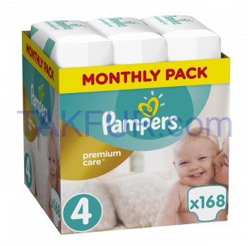 Подгузники Pampers Premium Care 4 для детей 9-14кг 168шт - Фото