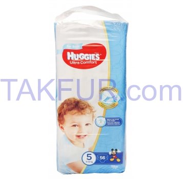 Подгузники Huggies Ultra Comfort 5 для мальчик 12-22кг 56шт - Фото