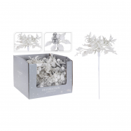 Штучна квітка на паличці білий колір 14X6X20 см - Фото