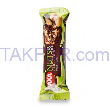 Батончик Axa зерновой с молочным шоколадом и орехами 25г - Фото