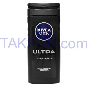 Гель для душа Nivea Men Ultra Очищение и свежесть 250мл - Фото