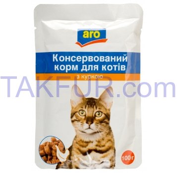 Корм для котов Aro консервированный с курицей 100г - Фото