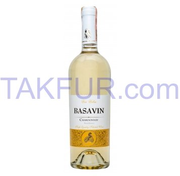 Вино Basavin Шардоне выдержанное сухое белое 12,5% 0,75л - Фото