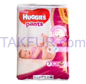 Подгузники-трусики Huggies Pants 3 разм для дев 6-11кг 58шт - Фото