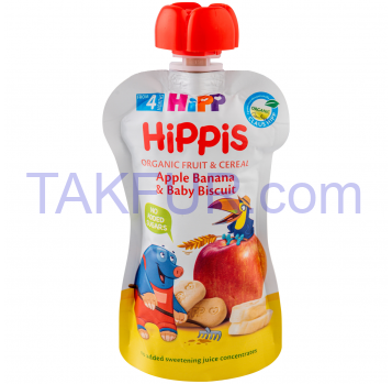 Пюре HiPP Hippis Яблоко-банан для детей от 4 месяцев 100г - Фото