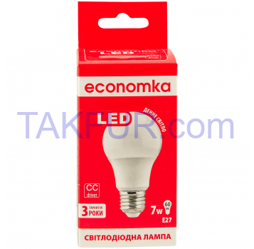 Лампа светодиодная Economka LED A60 7W E27 4200K 1шт - Фото
