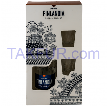 Набор Finlandia водка 40% 0,7л + 2 стеклянные рюмки под уп - Фото