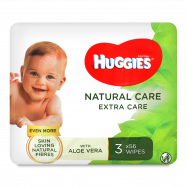 Салфетки влажные Huggies Natural Care детские 3уп*56шт - Фото