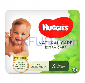 Салфетки влажные Huggies Natural Care детские 3уп*56шт - Фото