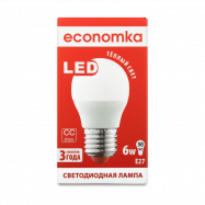 Лампа светодиодная Economka LED G45 6W E27 2800K 1шт - Фото