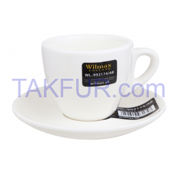 Чашка Wilmax кофейная с блюдцем 110мл 1шт - Фото