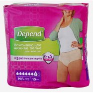 Трусы-подгузники Depend д/женщин 44-50 размер впитывающ 10шт - Фото