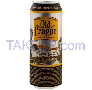 Пиво Old Prague светлое солодовое фильтрован 4,8% 0,5л ж/б - Фото